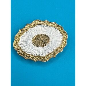 Vintage Crumrine Bolo Tie Slide Gold‎ Tone Silver Tone